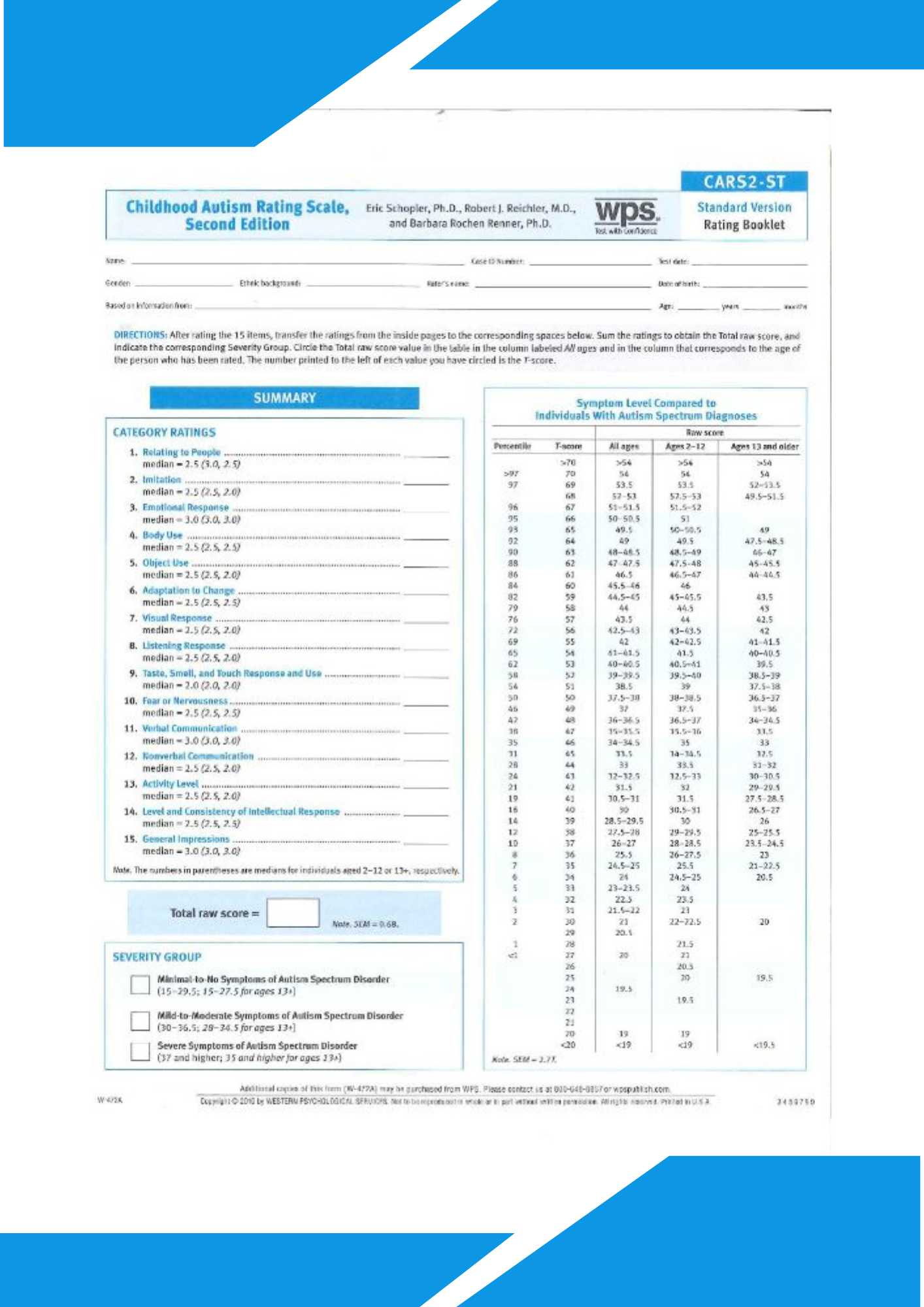Childhood Autism Rating Scale Second Edition
