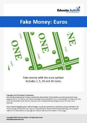 Large Euro Notes - Educate Autism