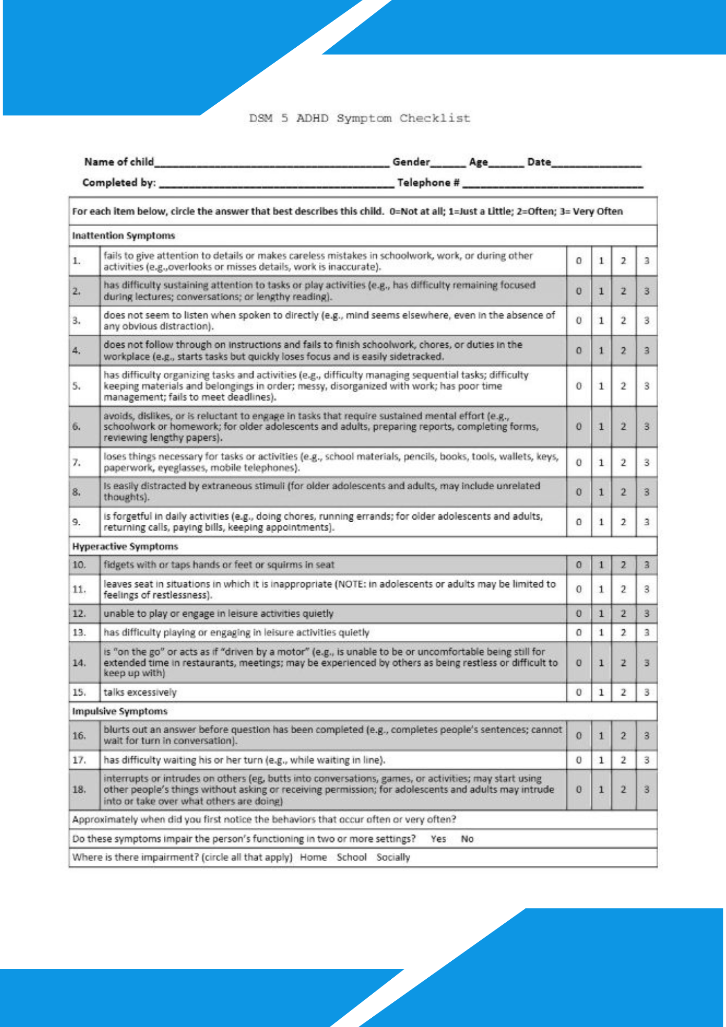 DSM-5 ADHD Symptom Checklist: Accurate Screening and Evaluation